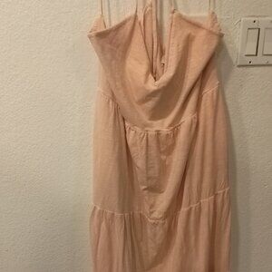 Plus size light pink long summer dress